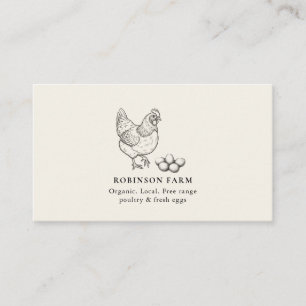 Rustic Chicken Fresh eggs Illustration Farmer Business Card