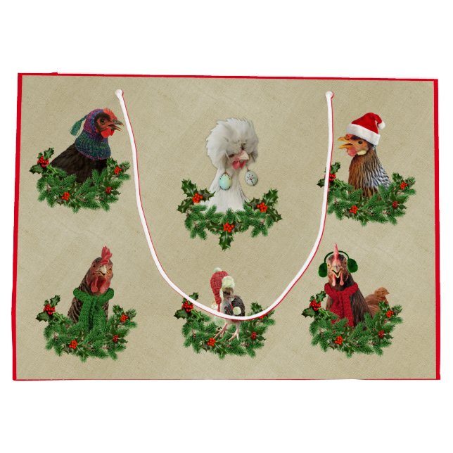 Rustic Chicken Holiday Gift Bag (Back)