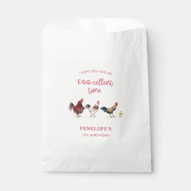 Rustic Chicken Kids Birthday Party Favour Bags (Front)