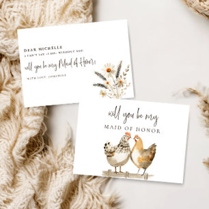 Rustic Chicken Maid of Honour Proposal Card