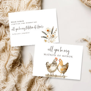 Rustic Chicken Matron of Honour Proposal Card