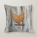 Rustic Chicken (Orange) Cushion<br><div class="desc">Rustic Chicken (Orange)</div>