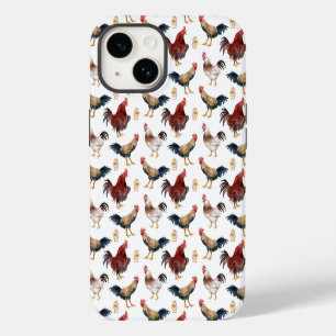 Rustic Chicken Pattern iPhone 14 Case