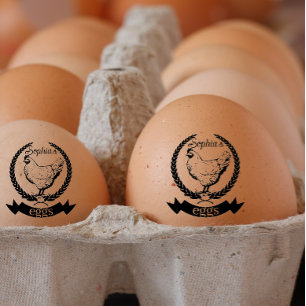 Rustic chicken Personalised Name Chicken egg Rubber Stamp