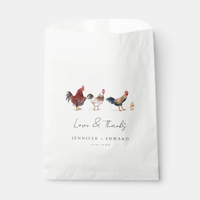 Rustic Chicken Rooster Wedding Favour Bags (Front)
