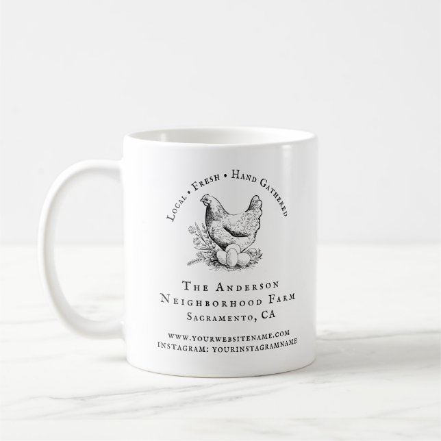 Rustic Chicken Script Family Farm Business Coffee Mug (Left)