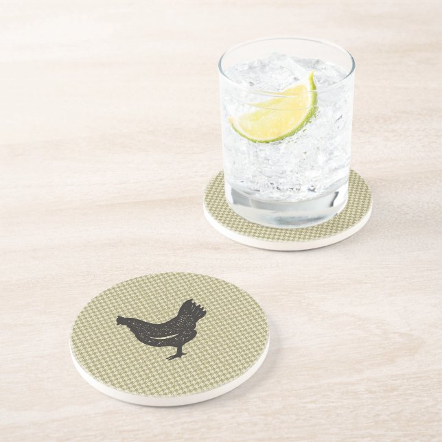 Rustic Chicken Silhouette  Coaster (Side)