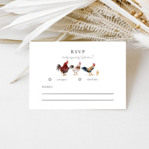 Rustic Chicken Wedding RSVP Card