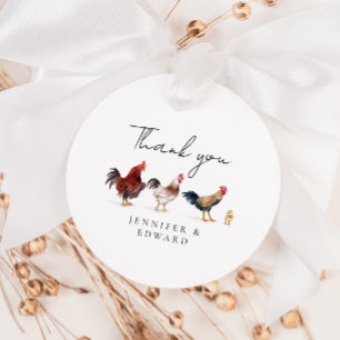 Rustic Chicken Wedding Thank You Favour Tags