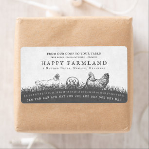 Rustic Chickens Grass Field Black & White Farm Egg