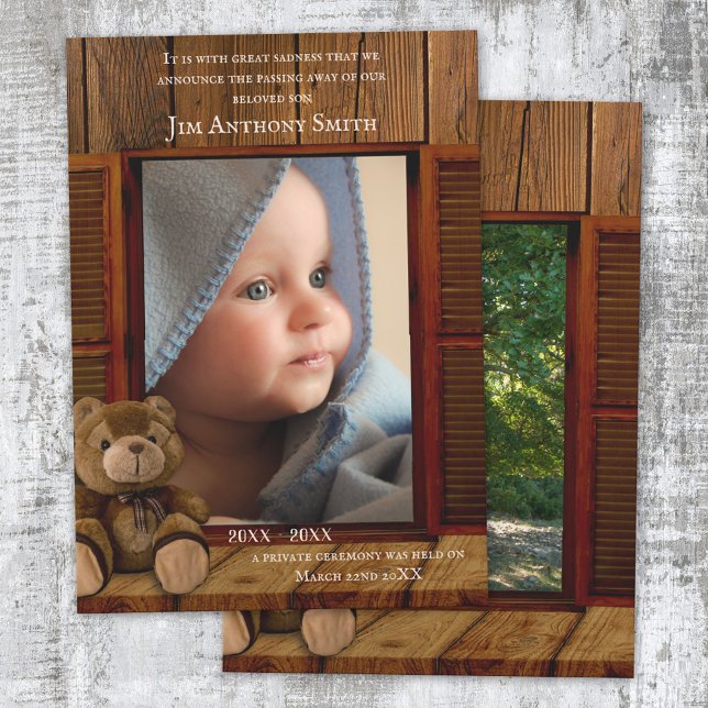 Rustic Child Death Memorial Announcement or Invite (Creator Uploaded)