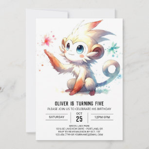 Rustic Children Monkey Birthday Invitation
