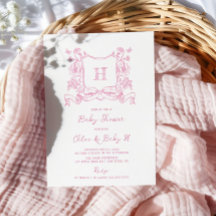 Rustic Chinoiserie Bow Floral Crest Baby Shower