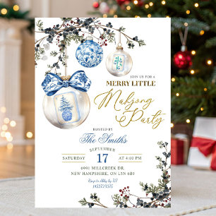 Rustic Chinoiseries Merry Little Mahjong Party Invitation