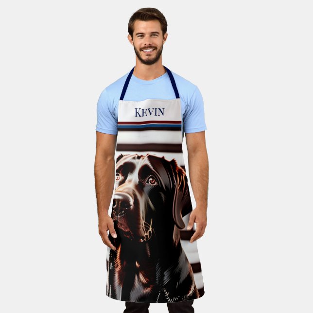 Rustic Chocolate Lab on American Flag Apron (Worn)