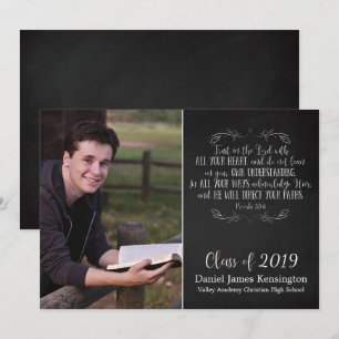Rustic Christian Bible Verse Graduation Photo Invitation