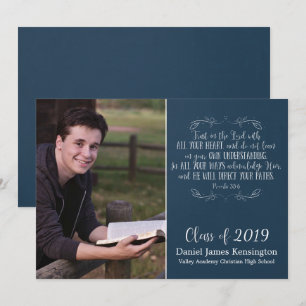 Rustic Christian Bible Verse Graduation Photo Invitation