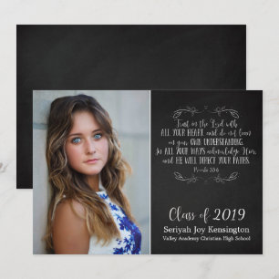 Rustic Christian Bible Verse Graduation Photo Invitation