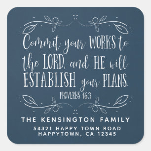 Rustic Christian Bible Verse Typography Address Square Sticker