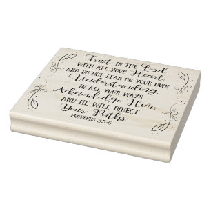 Rustic Christian Bible Verse Typography Rubber Stamp