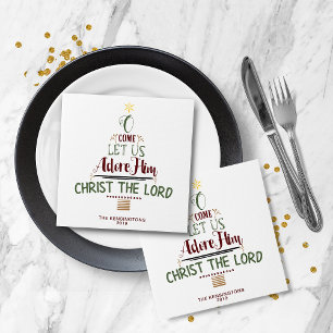 Rustic Christian Christmas Carol Typography Napkin