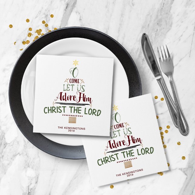 Rustic Christian Christmas Carol Typography Napkin (Rustic Christian Christmas Carol Typography Napkins)