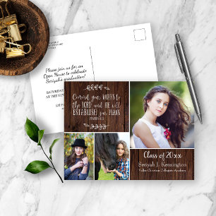 Rustic Christian Graduation Bible Verse   Barn Postcard
