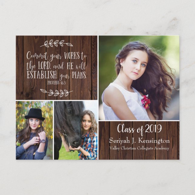 Rustic Christian Graduation Bible Verse | Barn Postcard (Front)