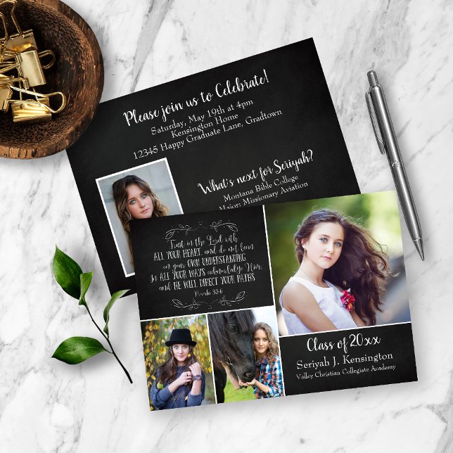 Rustic Christian Graduation Bible Verse Photo Invitation (Creator Uploaded)