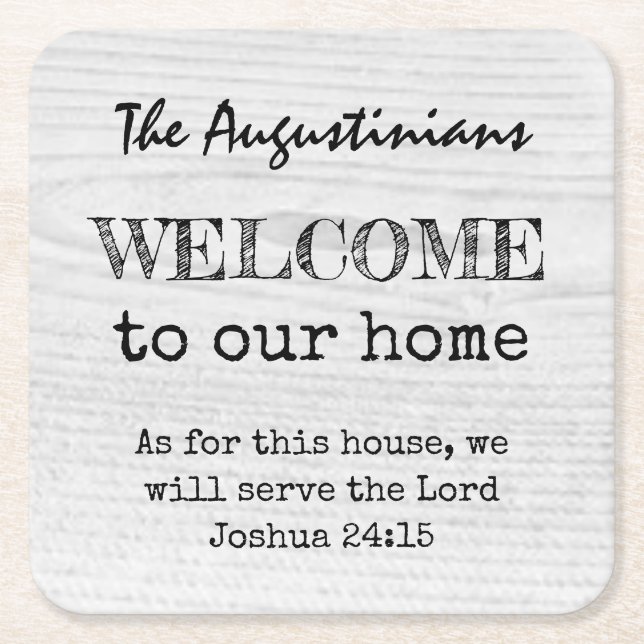 Rustic Christian WELCOME Square Paper Coaster (Front)