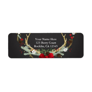 Rustic Christmas Antler Wreath Holiday Invitation