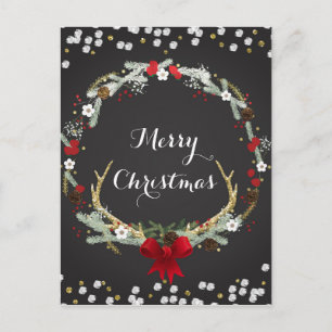 Rustic Christmas Antler Wreath Holiday Modern