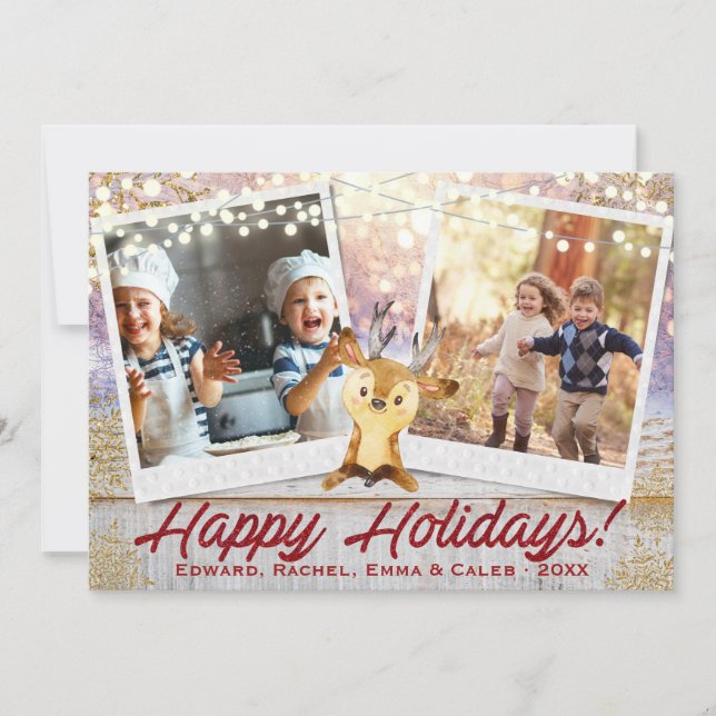 Rustic Christmas | Any Two Photos | Frame Collage Holiday Card (Front)