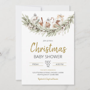 Rustic Christmas Baby Shower Invitation
