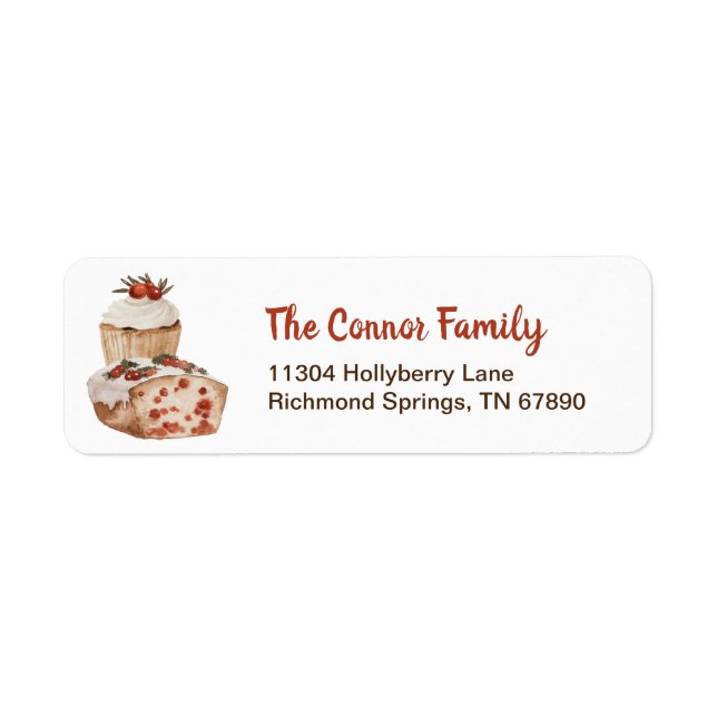 Rustic Christmas Baked Treats Return Address (Front)