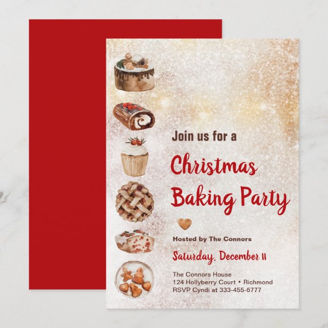 Rustic Christmas Baking Party Invitation (Front/Back)