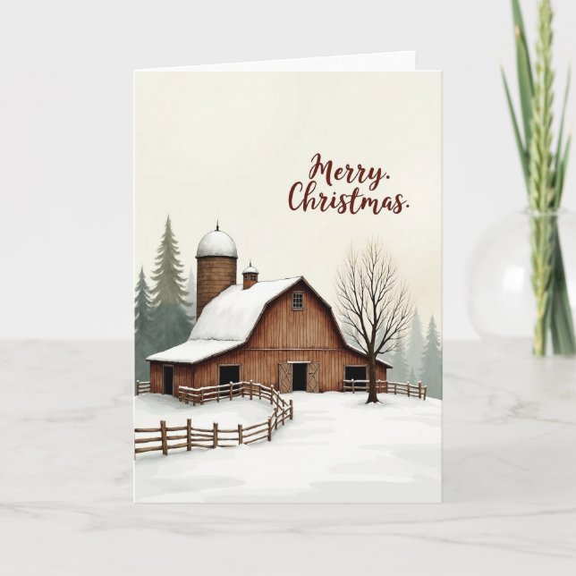 Rustic Christmas Barn Card (Front)