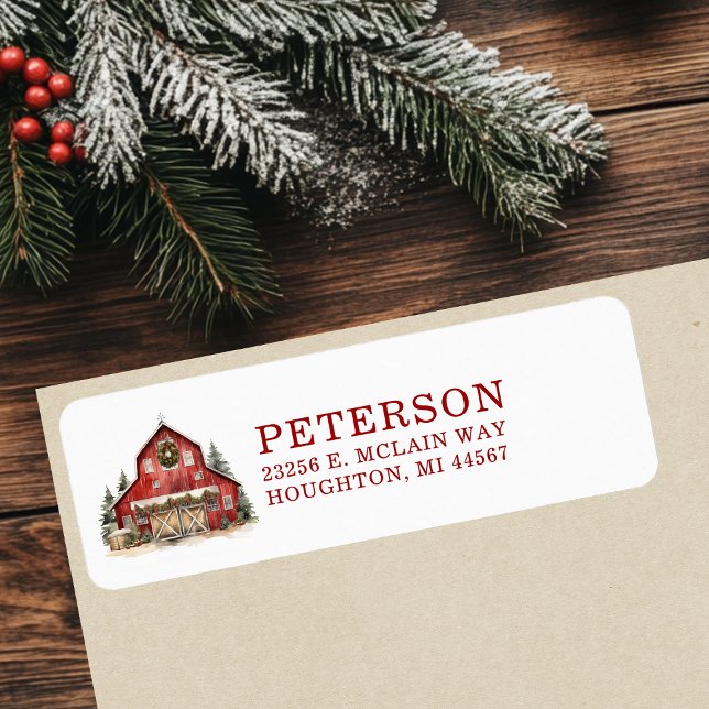 Rustic Christmas Barn Return Address (Creator Uploaded)