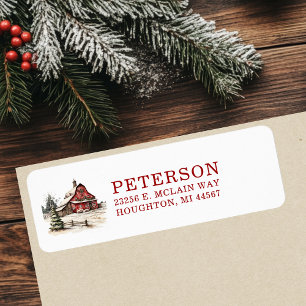 Rustic Christmas Barn Return Address