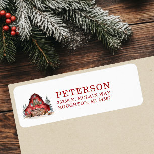 Rustic Christmas Barn Return Address