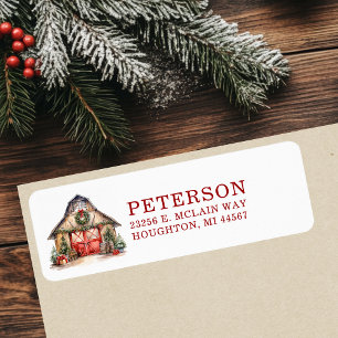 Rustic Christmas Barn Return Address
