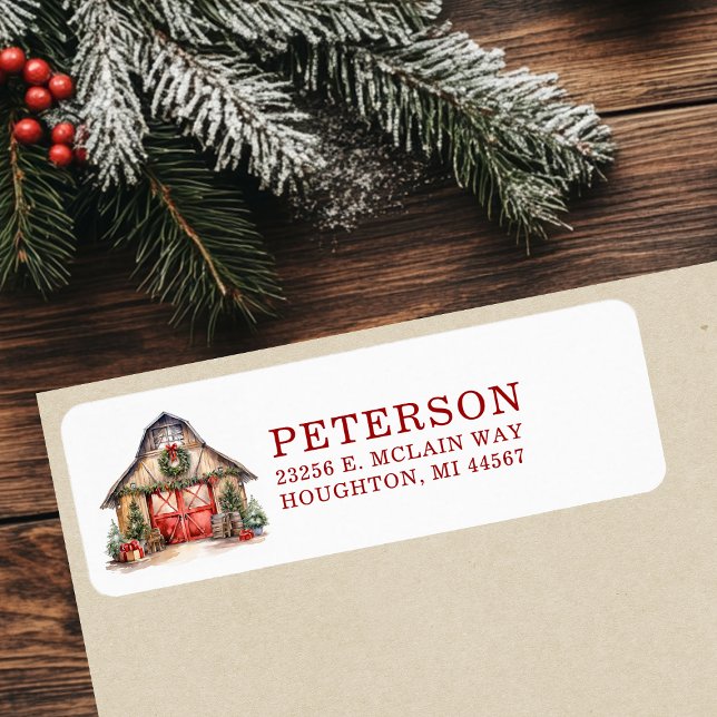 Rustic Christmas Barn Return Address (Creator Uploaded)