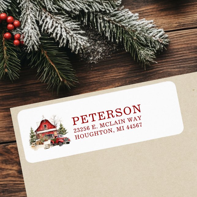 Rustic Christmas Barn Return Address (Creator Uploaded)