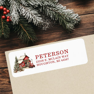 Rustic Christmas Barn Return Address