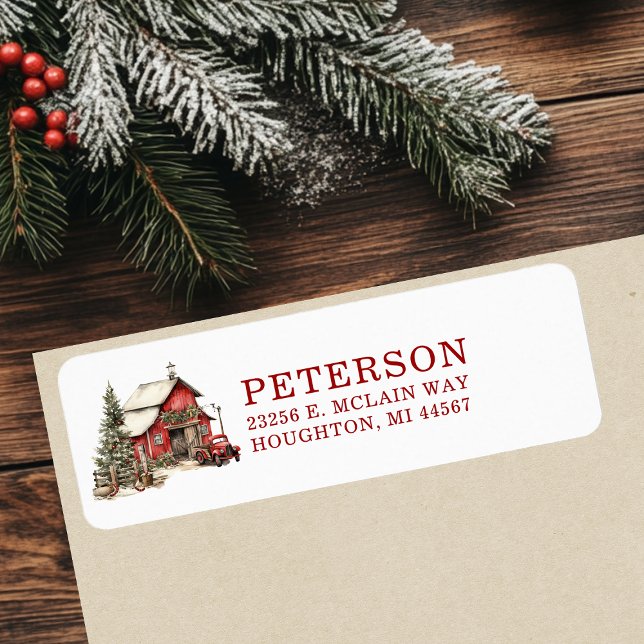 Rustic Christmas Barn Return Address (Creator Uploaded)