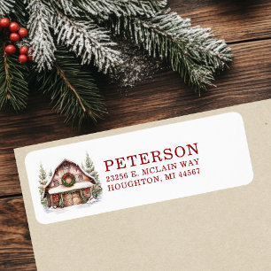 Rustic Christmas Barn Return Address