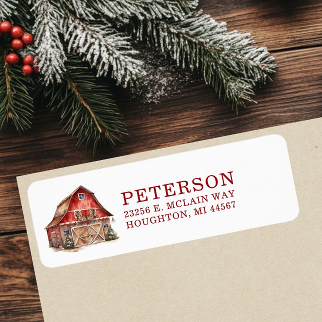 Rustic Christmas Barn Return Address (Creator Uploaded)