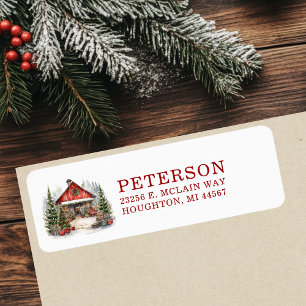 Rustic Christmas Barn Return Address