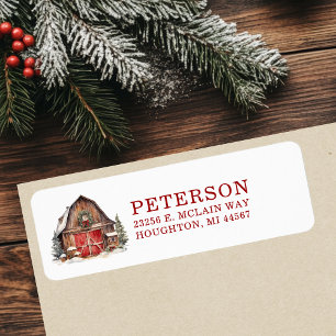 Rustic Christmas Barn Return Address