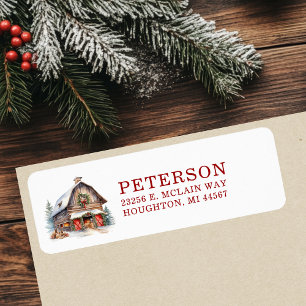 Rustic Christmas Barn Return Address